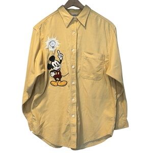 Vintage Disney Store Yellow Corduroy Mickey Mouse Button Down Medium